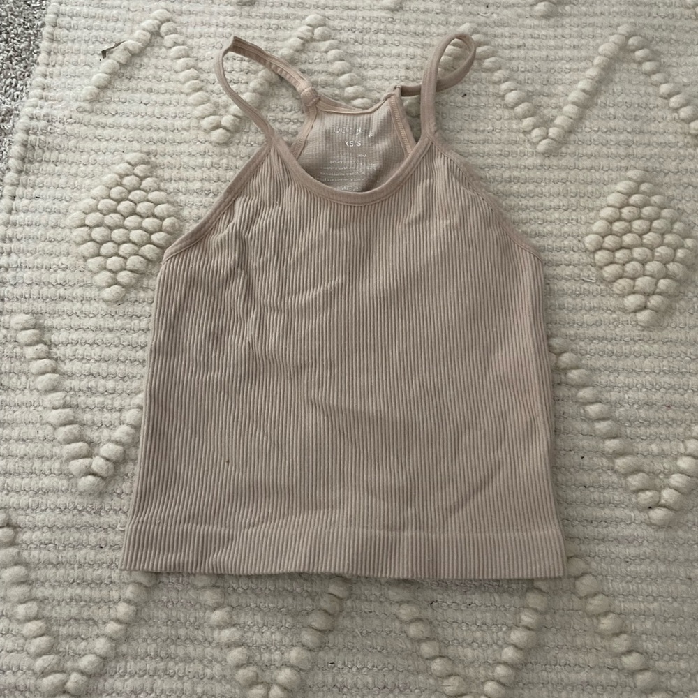 Ododos Elegant Beige Ribbed Tank Top